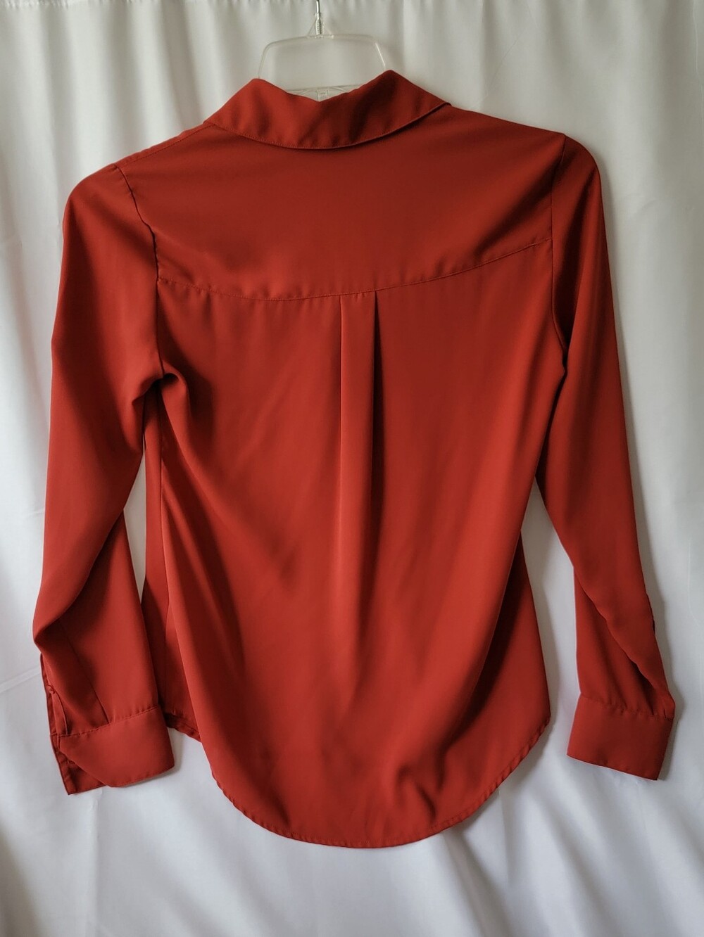 Express Women's Portofino Button-Down Long-Sleeve Blouse - Deep Orange Rust - Picture 4 of 5